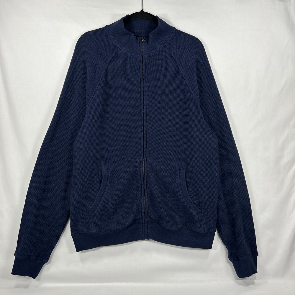 J.Crew Blue Full-Zip Cotton Textured Mock Neck Jacket Size L